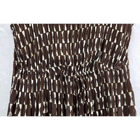 Jumper Dress Brown White Maxi 8/20 Avenue Geometric Tribal Print African Party - Picture 12 of 15